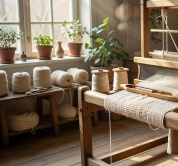 Kézműves szövőműhely, tradicionális technikák és fenntartható gyártás