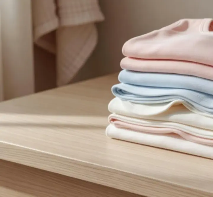 Gondosan összehajtott organikus textíliák