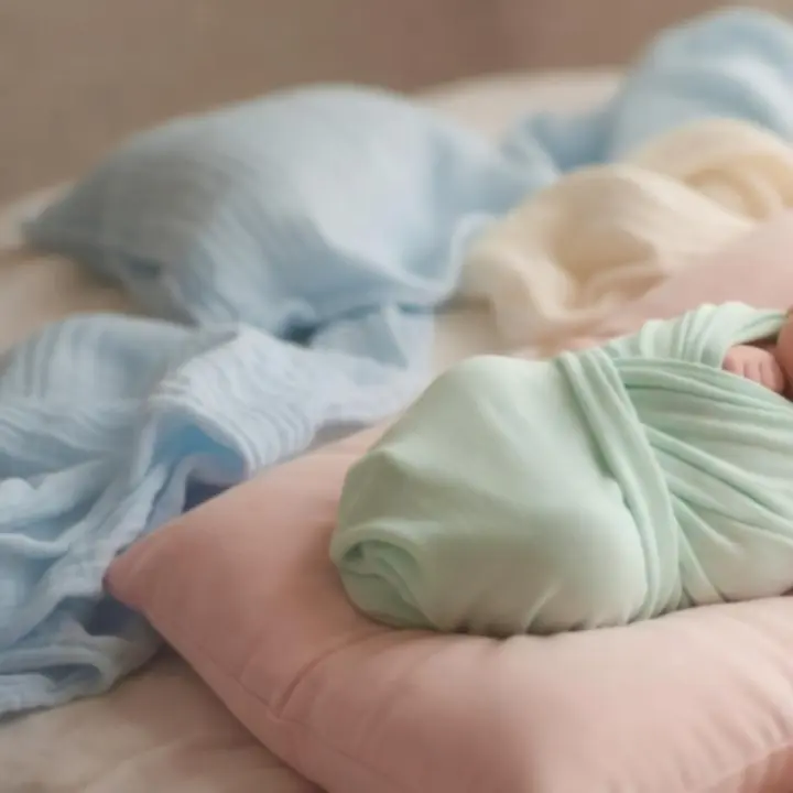 Csecsemő nyugodtan alszik prémium organikus textíliák között