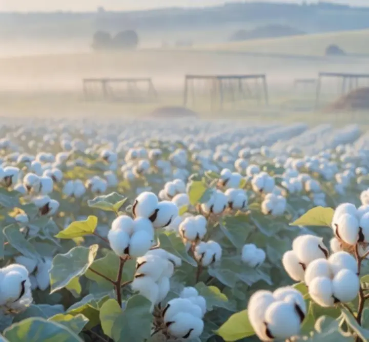 Organikus pamut mező napfényben