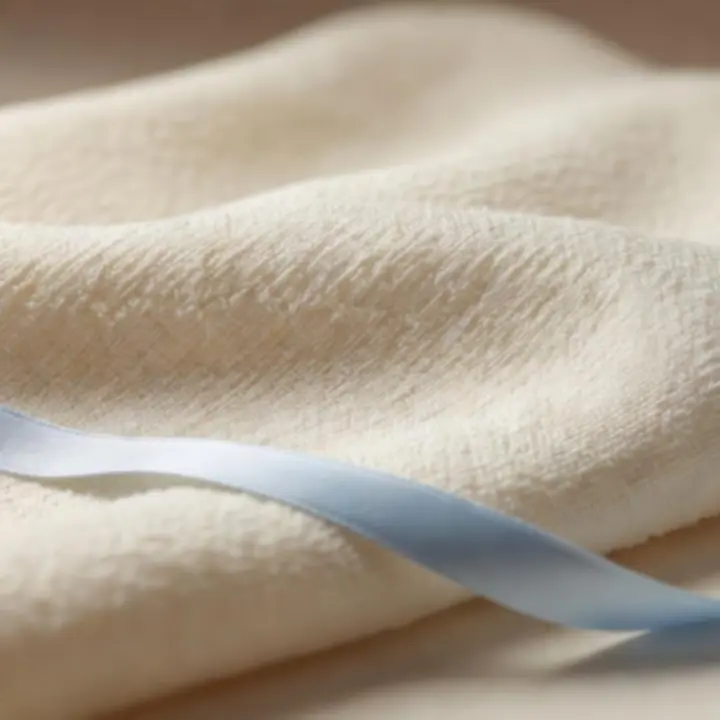 Organikus textil részlet, finom szövésű anyag közelről